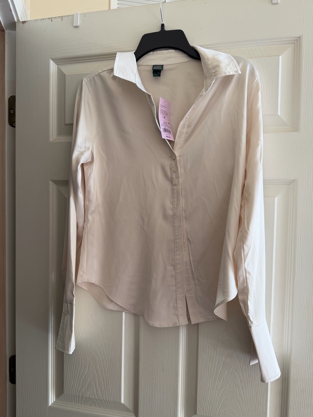 New Wild Fable Cream Long Sleeve Button-Down Shirt